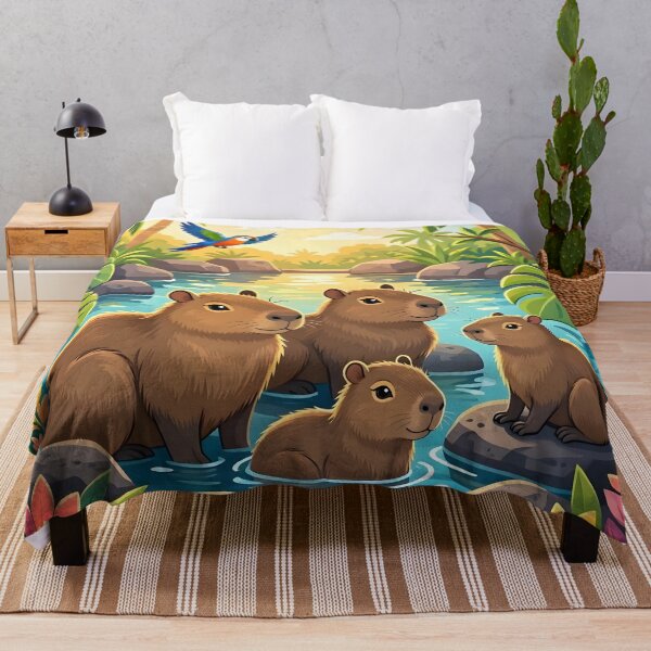 Item preview, Cute Capybara Family Tropical River Paradise designed and sold by Herodestroyer.