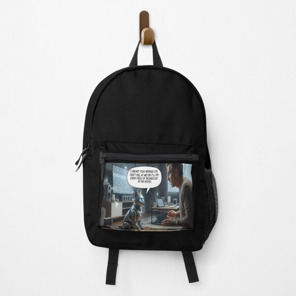Item preview, Cyberpunk Cat Warning Human Funny Sci-Fi Humor Art designed and sold by AfresStudio.