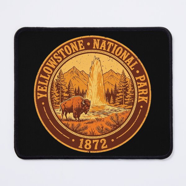Item preview, Vintage Yellowstone National Park 1872 Bison & Geyser – Retro Badge Design designed and sold by SDKENERGY.