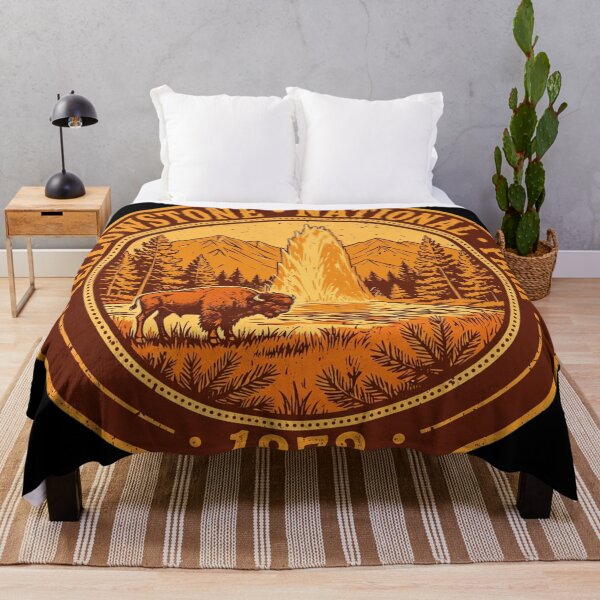 Item preview, Vintage Yellowstone National Park 1872 Bison & Geyser – Retro Badge Design designed and sold by SDKENERGY.