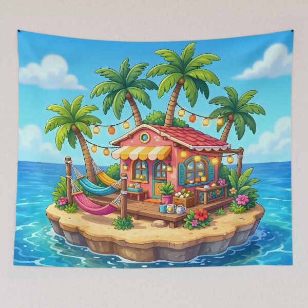 Item preview, Tropical Island Cabin Beach Hut Paradise designed and sold by Herodestroyer.