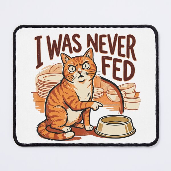 Item preview, Funny Dramatic Orange Cat I Was Never Fed Empty Bowl Graphic designed and sold by mood-draftsman.