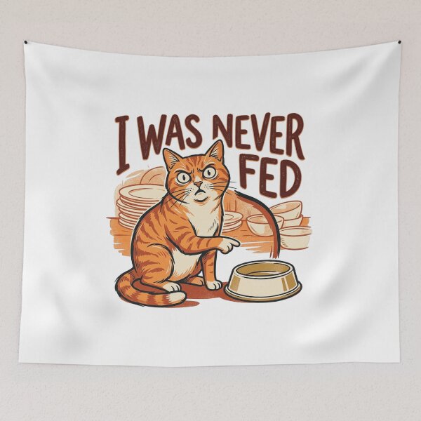 Item preview, Funny Dramatic Orange Cat I Was Never Fed Empty Bowl Graphic designed and sold by mood-draftsman.