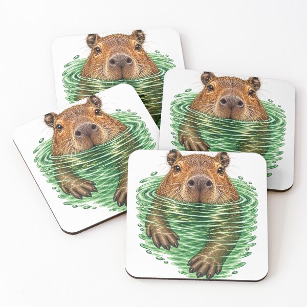 Item preview, Swimming Capybara – Green Water Wildlife Illustration designed and sold by Kristina Gale.