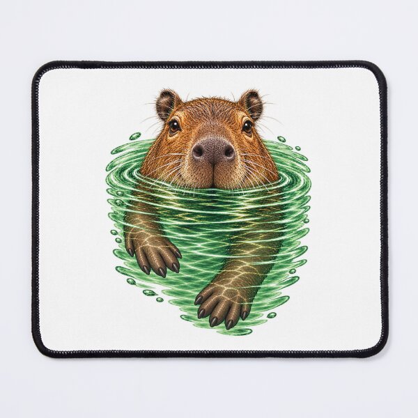 Item preview, Swimming Capybara – Green Water Wildlife Illustration designed and sold by Kristina Gale.