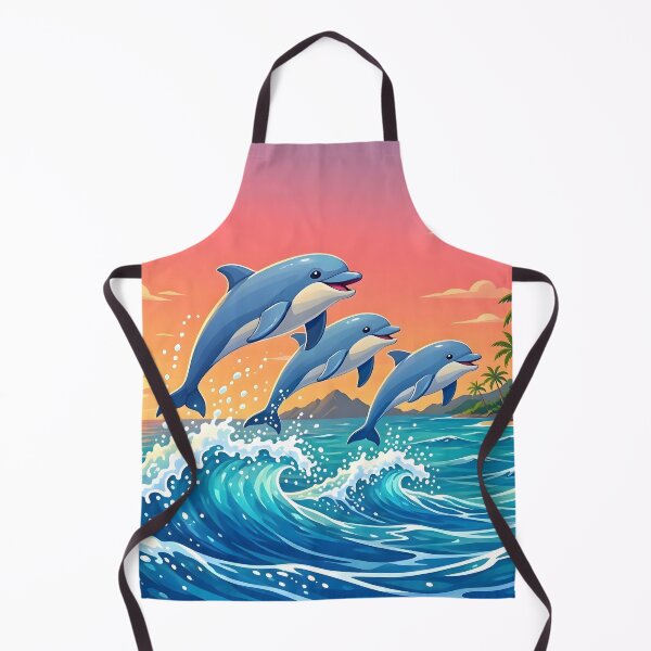 Item preview, Dolphins Leaping Ocean Waves Beach Sunset designed and sold by Herodestroyer.