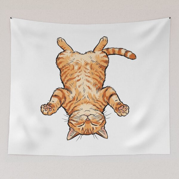 Item preview, Cute Orange Tabby Belly Up Graphic with Retro Typography designed and sold by mood-draftsman.