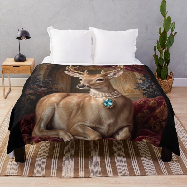 Item preview, Regal Deer Portrait with Topaz Necklace designed and sold by Real Beast Art.