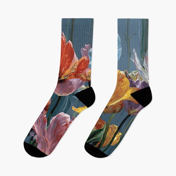 Item preview, Bright Rainbow Tulips Painting Cheerful Floral Print designed and sold by AutoPopStudio.