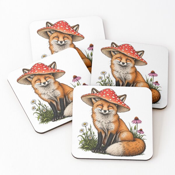 Item preview, Fox in a Mushroom Hat – Whimsical Woodland Illustration designed and sold by Kristina Gale.