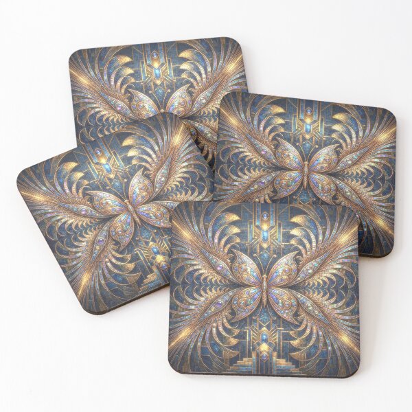 Artikelvorschau, Art Deco Mosaic Golden Butterfly entworfen und verkauft von Frackxion.