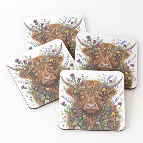 Item preview, Highland Cow with Wildflowers designed and sold by ImageryLoom.