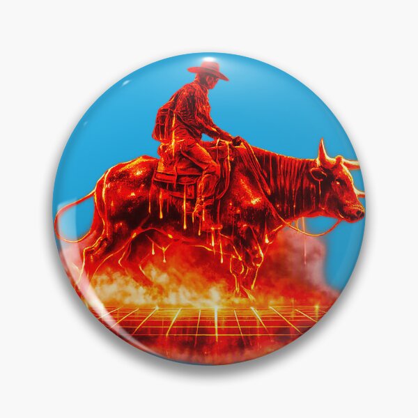 Item preview, Vaporwave Molten Rodeo - Fiery Cyberpunk Cowboy designed and sold by A E S T H E T A T A G.