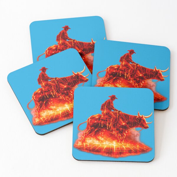 Item preview, Vaporwave Molten Rodeo - Fiery Cyberpunk Cowboy designed and sold by A E S T H E T A T A G.
