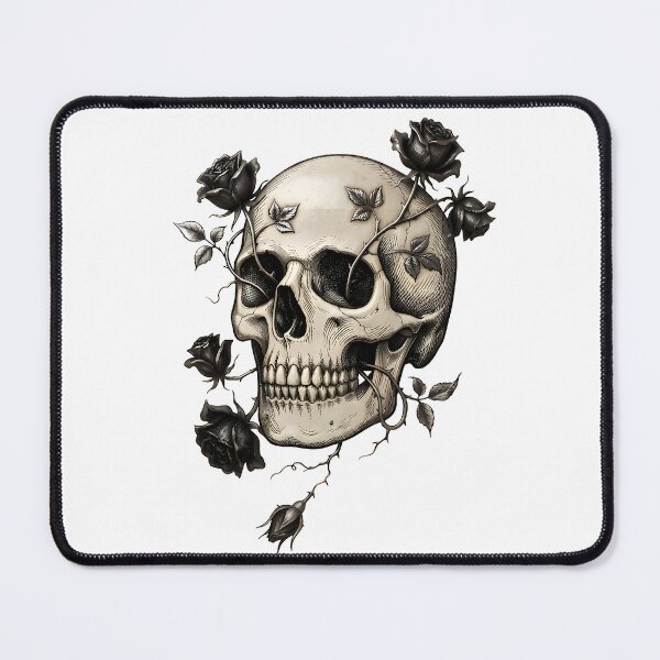 Item preview, Gothic Skull with Black Roses and Thorns designed and sold by Zeroserio.