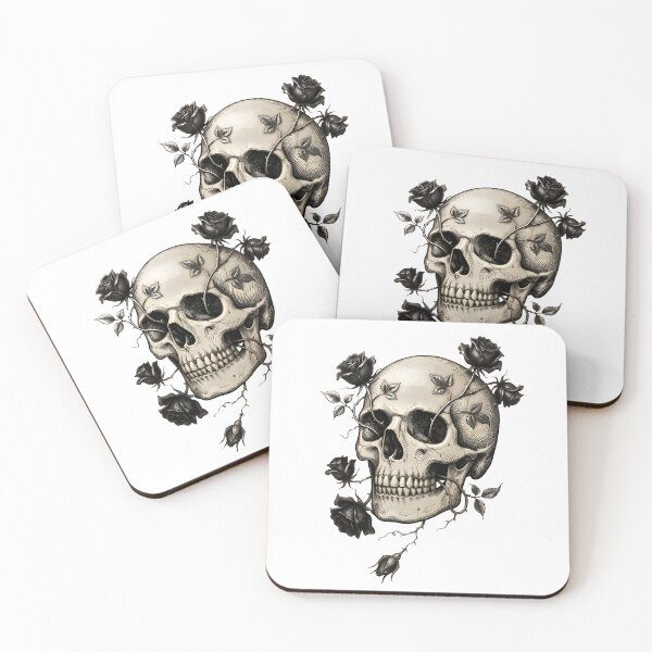 Item preview, Gothic Skull with Black Roses and Thorns designed and sold by Zeroserio.