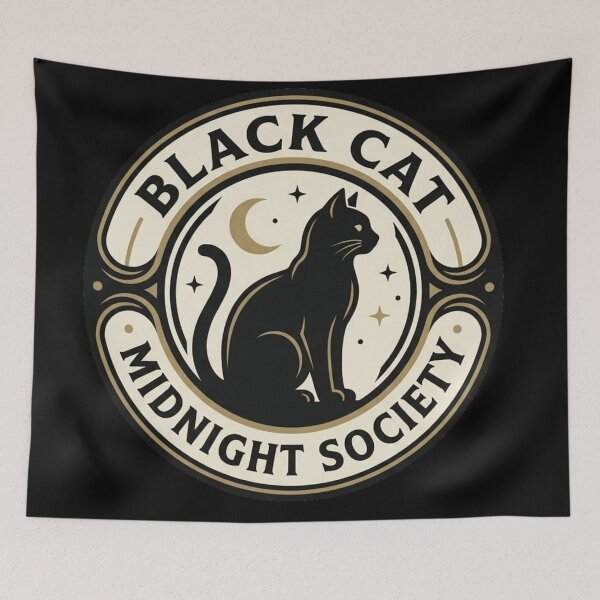 Item preview, Black Cat Midnight Society Vintage Witchy Pentacle Tarot Crest designed and sold by mood-draftsman.