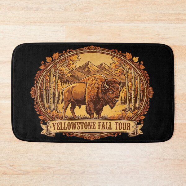 Item preview, Yellowstone Fall Tour Vintage Bison & Autumn Forest – Retro National Park Design designed and sold by SDKENERGY.