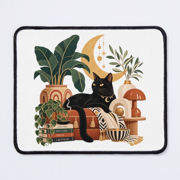 Item preview, Black Cat Boho Celestial Decor designed and sold by RetroPop23.