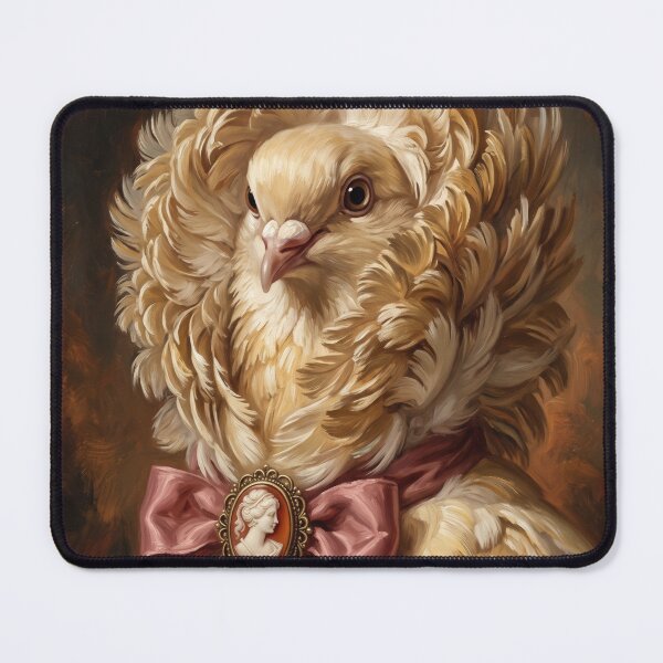 Item preview, Regal Jacobin Pigeon Portrait with Cameo Brooch designed and sold by Real Beast Art.