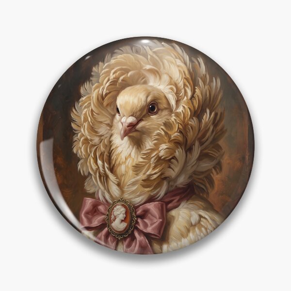Item preview, Regal Jacobin Pigeon Portrait with Cameo Brooch designed and sold by Real Beast Art.