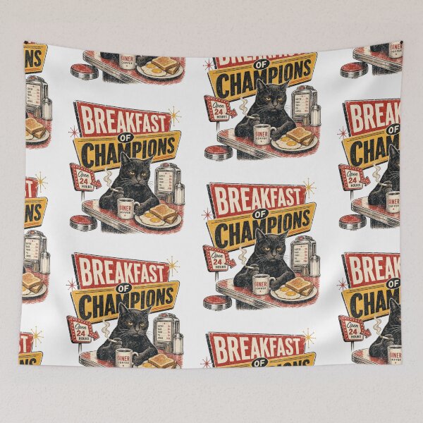 Item preview, Vintage Black Cat Coffee Diner Breakfast designed and sold by Nacho Average Designs.