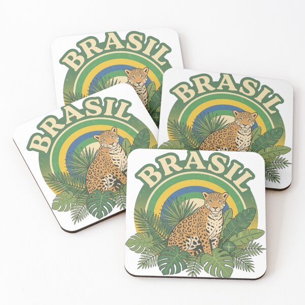 Item preview, Brazil Retro Travel Sticker - Jaguar & Tropical Leaves designed and sold by DanniJordan.