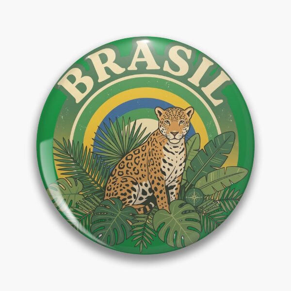 Item preview, Brazil Retro Travel Sticker - Jaguar & Tropical Leaves designed and sold by DanniJordan.
