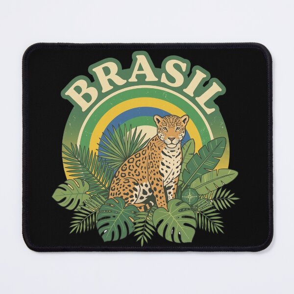 Item preview, Brazil Retro Travel Sticker - Jaguar & Tropical Leaves designed and sold by DanniJordan.