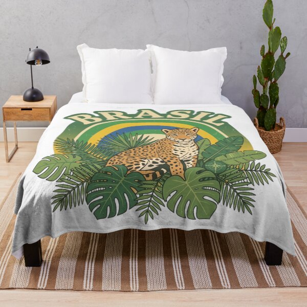 Item preview, Brazil Retro Travel Sticker - Jaguar & Tropical Leaves designed and sold by DanniJordan.