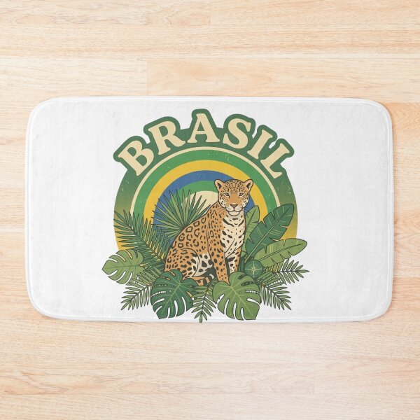 Item preview, Brazil Retro Travel Sticker - Jaguar & Tropical Leaves designed and sold by DanniJordan.