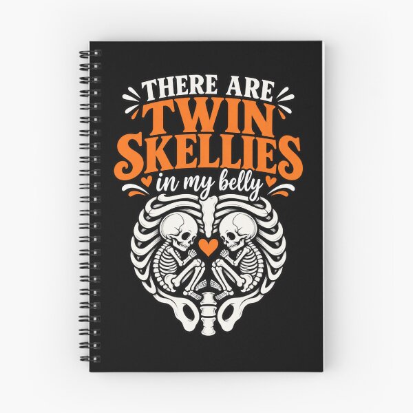 Item preview, There Twin-Skellies in My Belly Skeleton Halloween Pregnancy T-Shirt designed and sold by Trendably.