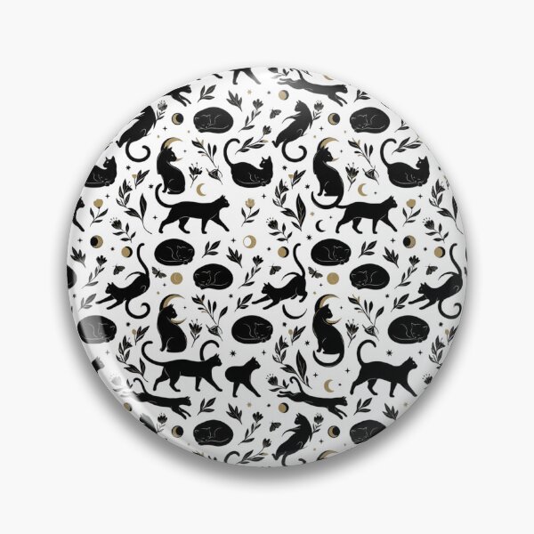 Item preview, Celestial Sleeping Black Cat & Gold Moon Seamless Pattern Print designed and sold by mood-draftsman.
