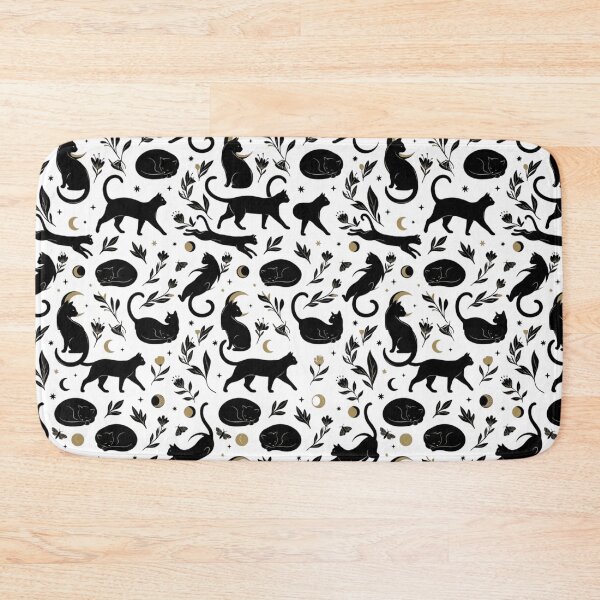 Item preview, Celestial Sleeping Black Cat & Gold Moon Seamless Pattern Print designed and sold by mood-draftsman.