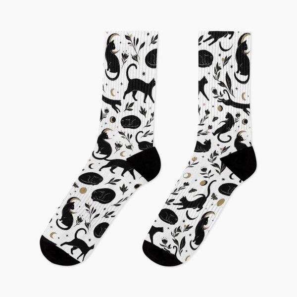 Item preview, Celestial Sleeping Black Cat & Gold Moon Seamless Pattern Print designed and sold by mood-draftsman.