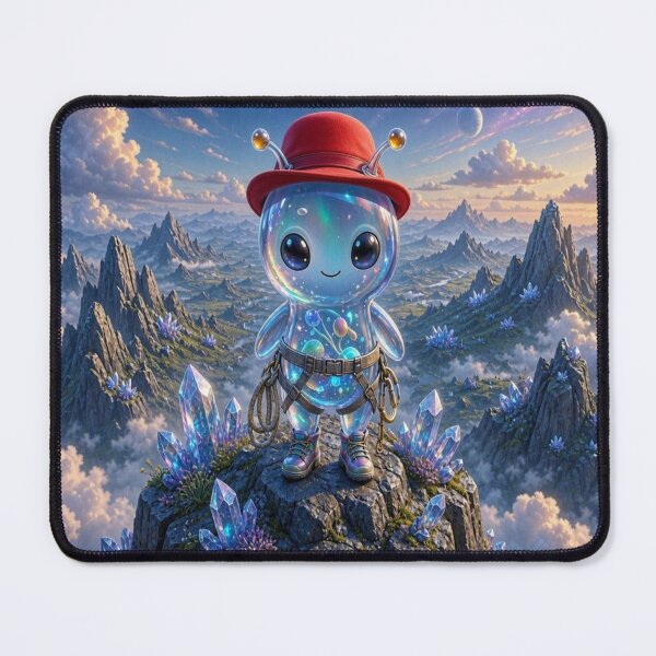 Item preview, Medanix the Adventurer: Cute Alien Climber on Crystal Mountain designed and sold by Breezes-of-Ida.