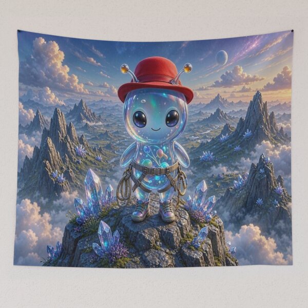 Item preview, Medanix the Adventurer: Cute Alien Climber on Crystal Mountain designed and sold by Breezes-of-Ida.
