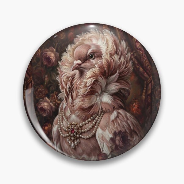 Item preview, Regal Jacobin Pigeon Portrait with Pearl Necklace designed and sold by Real Beast Art.