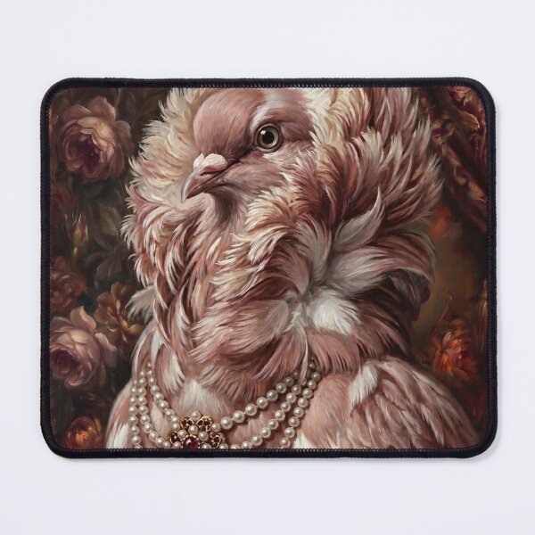 Item preview, Regal Jacobin Pigeon Portrait with Pearl Necklace designed and sold by Real Beast Art.
