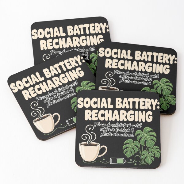 Item preview, Social Battery Recharging Introvert Coffee Plant Lover Quote | Funny Homebody Aesthetic T-Shirt designed and sold by Final Chance Designs⭐️⭐️⭐️⭐️⭐️.