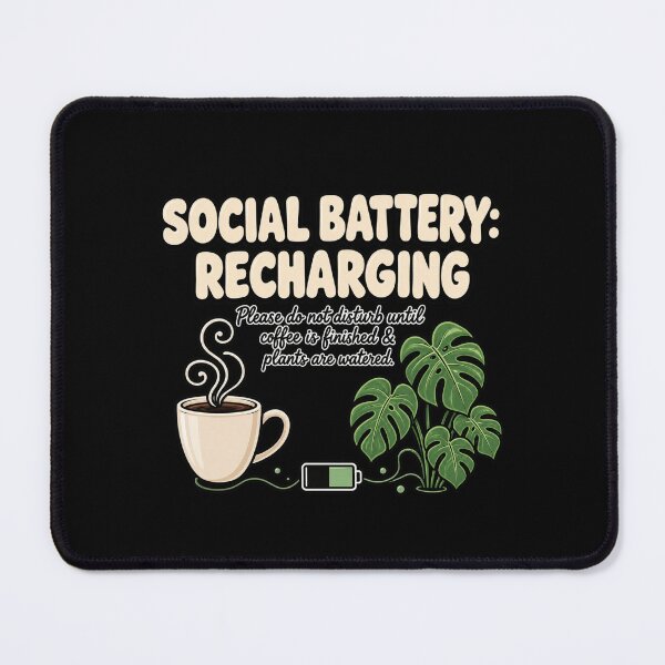 Item preview, Social Battery Recharging Introvert Coffee Plant Lover Quote | Funny Homebody Aesthetic T-Shirt designed and sold by Final Chance Designs⭐️⭐️⭐️⭐️⭐️.