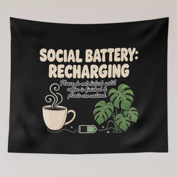 Item preview, Social Battery Recharging Introvert Coffee Plant Lover Quote | Funny Homebody Aesthetic T-Shirt designed and sold by Final Chance Designs⭐️⭐️⭐️⭐️⭐️.