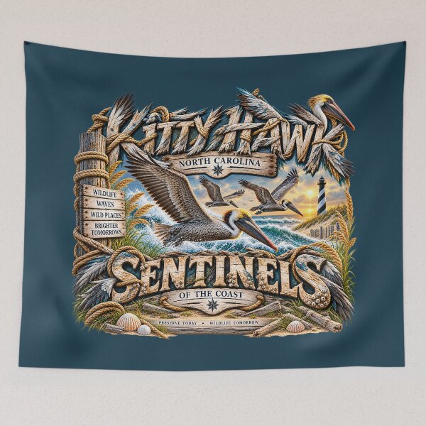 Item preview, Kitty Hawk Brown Pelican Sentinels designed and sold by The Coastal Route.