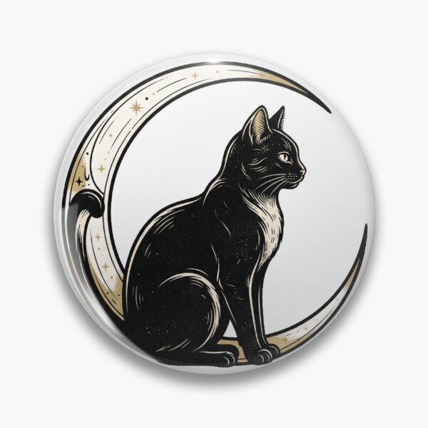 Item preview, Mystical Black Cat Gold Celestial Moon Astrology Engraving designed and sold by mood-draftsman.