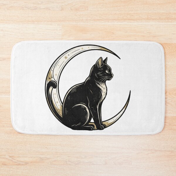 Item preview, Mystical Black Cat Gold Celestial Moon Astrology Engraving designed and sold by mood-draftsman.