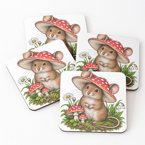 Item preview, Mouse in a Mushroom Hat – Whimsical Woodland Illustration designed and sold by Kristina Gale.