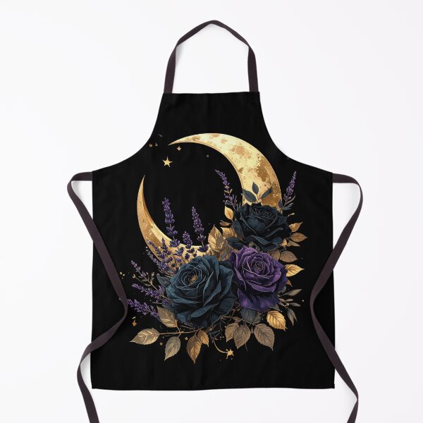 Item preview, Gold Crescent Moon Black Roses Lavender Celestial Floral Art designed and sold by TripleMoonCrafts.