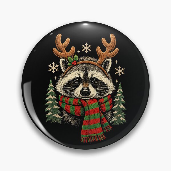 Item preview, Retro Raccoon Reindeer Antlers Christmas Scarf Holiday Vintage designed and sold by Moizento.
