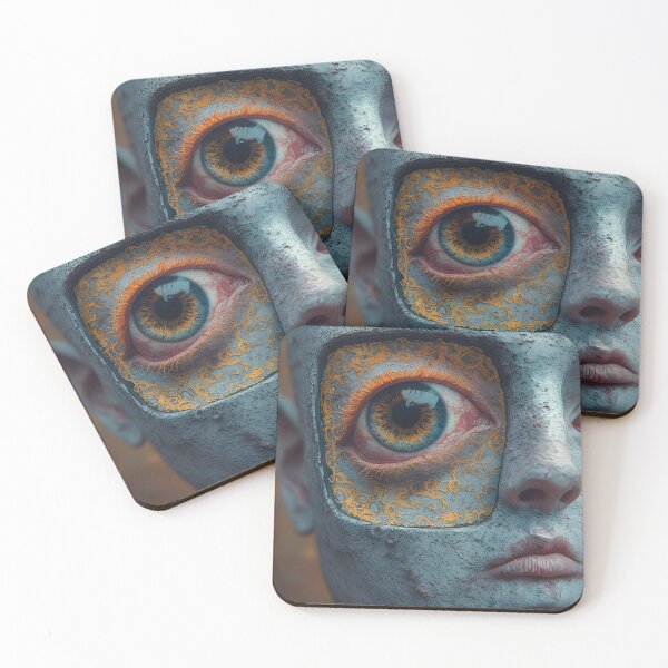 Item preview, Square Blue Eye Watching Portrait  designed and sold by UrbanTempleArt.