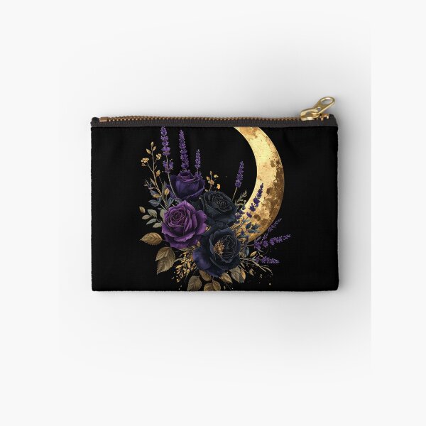 Item preview, Gold Crescent Moon Purple Roses Lavender Celestial Floral Art designed and sold by TripleMoonCrafts.